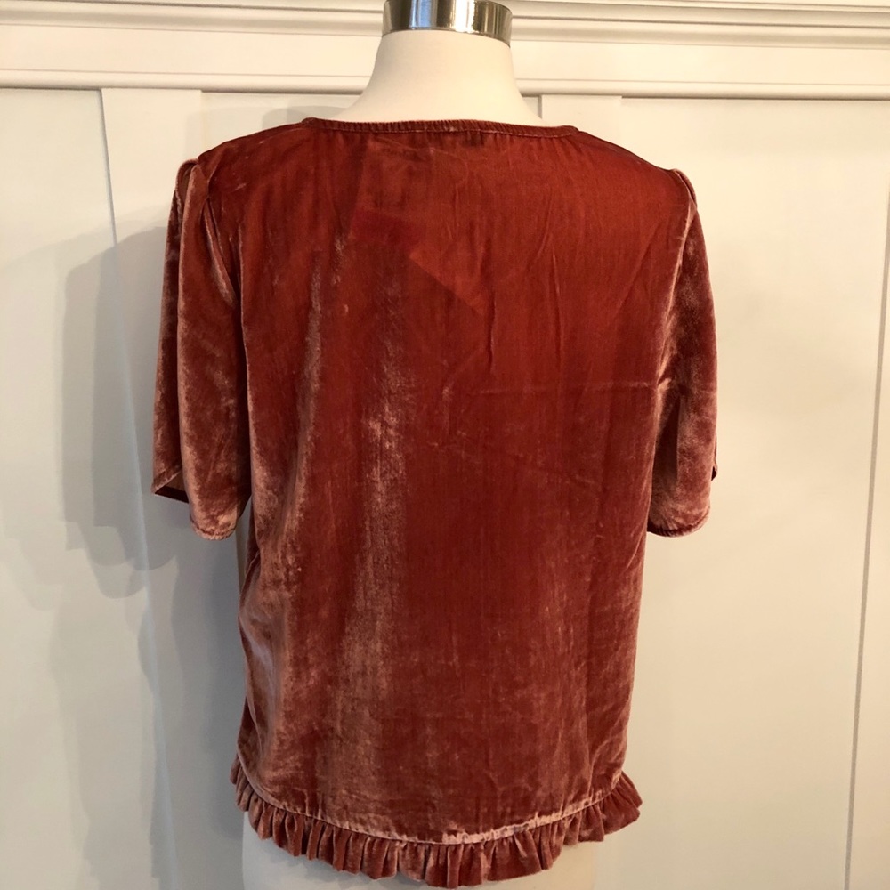 Madewell Velvet Tulip Sleeve Ruffle Top - Picture 3 of 7